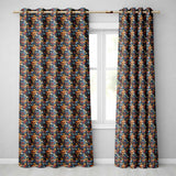 Colorful Cute Owl Birds with Autumn Leaves Dark Background Seamless Pattern  Readymade Eyelet Ring Top Thermal 100% Blackout Curtains