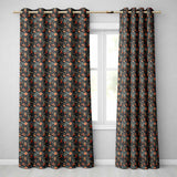 Elegant Owl Birds with Orange Flowers Dark Botanical Seamless Pattern  Readymade Eyelet Ring Top Thermal 100% Blackout Curtains