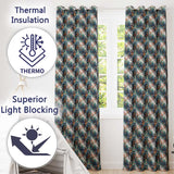 Artistic Owl Bird on Branches with Soft Blue Floral Background Seamless Pattern  Readymade Eyelet Ring Top Thermal 100% Blackout Curtains