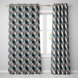 Artistic Owl Bird on Branches with Soft Blue Floral Background Seamless Pattern  Readymade Eyelet Ring Top Thermal 100% Blackout Curtains