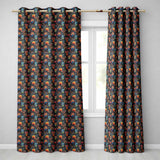 Bright Cute Owl Birds with Colorful Leaves Night Background Seamless Pattern  Readymade Eyelet Ring Top Thermal 100% Blackout Curtains