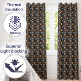 Minimal Cute Owl Birds with Botanical Elements Dark Background Seamless Pattern  Readymade Eyelet Ring Top Thermal 100% Blackout Curtains