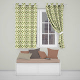 Minimal Green Palm Tree Repeating Pattern Soft Tropical Neutral Textile Design  Readymade Eyelet Ring Top Thermal 100% Blackout Curtains