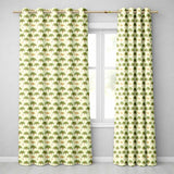 Minimal Green Palm Tree Repeating Pattern Soft Tropical Neutral Textile Design  Readymade Eyelet Ring Top Thermal 100% Blackout Curtains