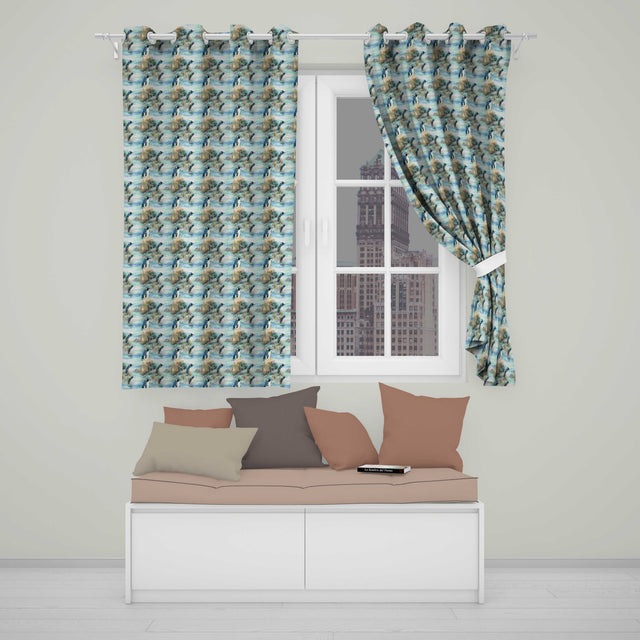 Penguin Birds by Water Grassland Seamless Pattern Artistic Nature  Readymade Eyelet Ring Top Thermal 100% Blackout Curtains