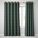 Decorative Pine Leaf Pattern Seamless Botanical Woodland  Readymade Eyelet Ring Top Thermal 100% Blackout Curtains