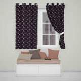 Cute Pink Blue Birds with Leaves Seamless Pattern Night Garden  Readymade Eyelet Ring Top Thermal 100% Blackout Curtains