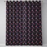 Cute Pink Blue Birds with Leaves Seamless Pattern Night Garden  Readymade Eyelet Ring Top Thermal 100% Blackout Curtains