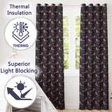 Cute Pink Blue Birds with Leaves Seamless Pattern Night Garden  Readymade Eyelet Ring Top Thermal 100% Blackout Curtains
