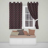 Colorful Birds and Wildflowers Seamless Pattern Dark Meadow  Readymade Eyelet Ring Top Thermal 100% Blackout Curtains