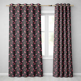 Colorful Birds and Wildflowers Seamless Pattern Dark Meadow  Readymade Eyelet Ring Top Thermal 100% Blackout Curtains