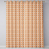 Autumn Pumpkins and Swirling Leaves Seamless Pattern Warm Beige Background  Readymade Eyelet Ring Top Thermal 100% Blackout Curtains