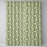 Elegant White Floral Blossoms on Sage Green Seamless Pattern Vintage Style  Readymade Eyelet Ring Top Thermal 100% Blackout Curtains