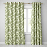 Elegant White Floral Blossoms on Sage Green Seamless Pattern Vintage Style  Readymade Eyelet Ring Top Thermal 100% Blackout Curtains