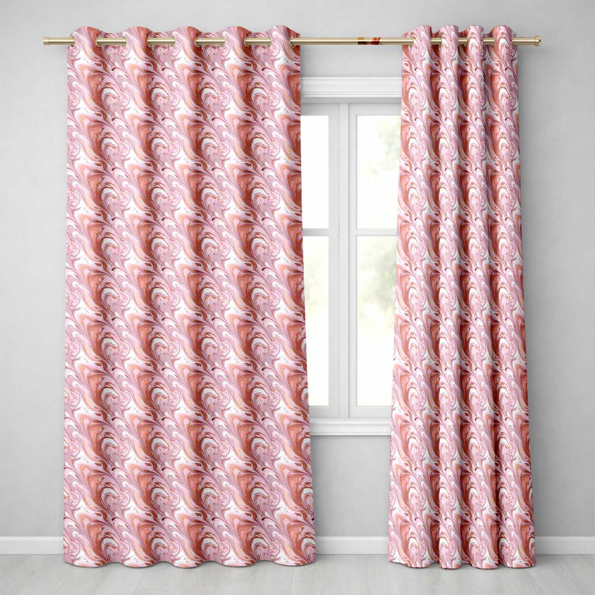 Elegant Blush Marble Swirl Seamless Pattern Gentle Fluid Abstract Art  Readymade Eyelet Ring Top Thermal 100% Blackout Curtains