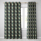 Mystical Japanese Warrior Moonlight Floral Seamless Pattern Fantasy Art  Readymade Eyelet Ring Top Thermal 100% Blackout Curtains