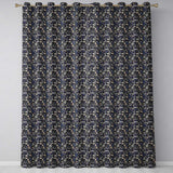 Elegant Midnight Floral Doll Garden Seamless Pattern Dark Blue Botanical  Readymade Eyelet Ring Top Thermal 100% Blackout Curtains