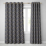 Elegant Midnight Floral Doll Garden Seamless Pattern Dark Blue Botanical  Readymade Eyelet Ring Top Thermal 100% Blackout Curtains