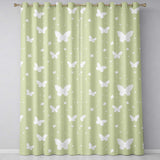 Minimal Butterfly Silhouette Soft Green Background Seamless Pattern  Readymade Eyelet Ring Top Thermal 100% Blackout Curtains