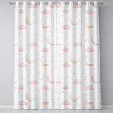 Pink Moon Clouds Stars Dreamy Night Sky Seamless Pattern Soft Pastel  Readymade Eyelet Ring Top Thermal 100% Blackout Curtains