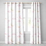 Pink Moon Clouds Stars Dreamy Night Sky Seamless Pattern Soft Pastel  Readymade Eyelet Ring Top Thermal 100% Blackout Curtains