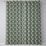 Vintage Shark Floral Ocean Garden Seamless Pattern Teal Background  Readymade Eyelet Ring Top Thermal 100% Blackout Curtains