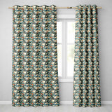Vintage Shark Floral Ocean Garden Seamless Pattern Teal Background  Readymade Eyelet Ring Top Thermal 100% Blackout Curtains