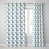 Blue Shark Underwater Ocean Seamless Pattern Light Sea Background  Readymade Eyelet Ring Top Thermal 100% Blackout Curtains