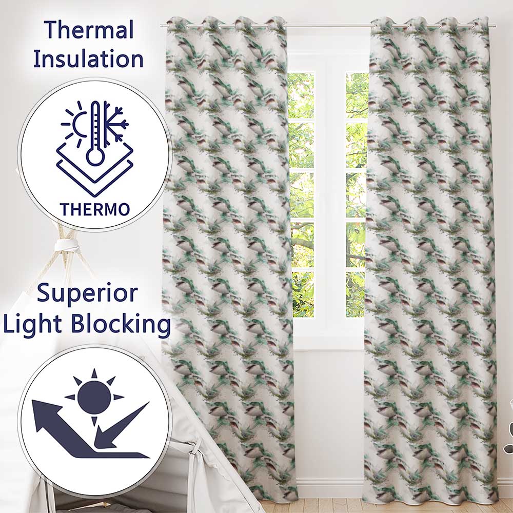 Realistic Shark Splash Water Seamless Pattern Ocean Predator Design  Readymade Eyelet Ring Top Thermal 100% Blackout Curtains