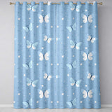 Blue Butterflies Stars Dreamy Sky Seamless Pattern Soft Pastel Background  Readymade Eyelet Ring Top Thermal 100% Blackout Curtains