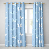 Blue Butterflies Stars Dreamy Sky Seamless Pattern Soft Pastel Background  Readymade Eyelet Ring Top Thermal 100% Blackout Curtains