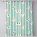 Elegant White Butterflies Mint Background Seamless Pattern Minimal Nature  Readymade Eyelet Ring Top Thermal 100% Blackout Curtains