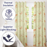Peach Butterflies Floral Branches Seamless Pattern Soft Beige Background  Readymade Eyelet Ring Top Thermal 100% Blackout Curtains