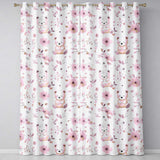Cute Teddy Bear Pink Floral Seamless Pattern Baby Nursery Design  Readymade Eyelet Ring Top Thermal 100% Blackout Curtains