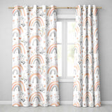 Boho Rainbow Flowers Seamless Pattern Soft Neutral Pastel Background Design  Readymade Eyelet Ring Top Thermal 100% Blackout Curtains