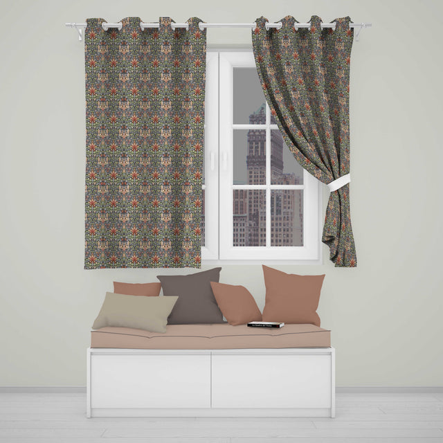 Art Nouveau Green Botanical Floral Seamless Pattern Vintage Nature Background  Readymade Eyelet Ring Top Thermal 100% Blackout Curtains