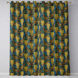 Golden Birds and Wisteria Floral Seamless Pattern Art Nouveau Nature Design  Readymade Eyelet Ring Top Thermal 100% Blackout Curtains