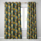 Golden Birds and Wisteria Floral Seamless Pattern Art Nouveau Nature Design  Readymade Eyelet Ring Top Thermal 100% Blackout Curtains