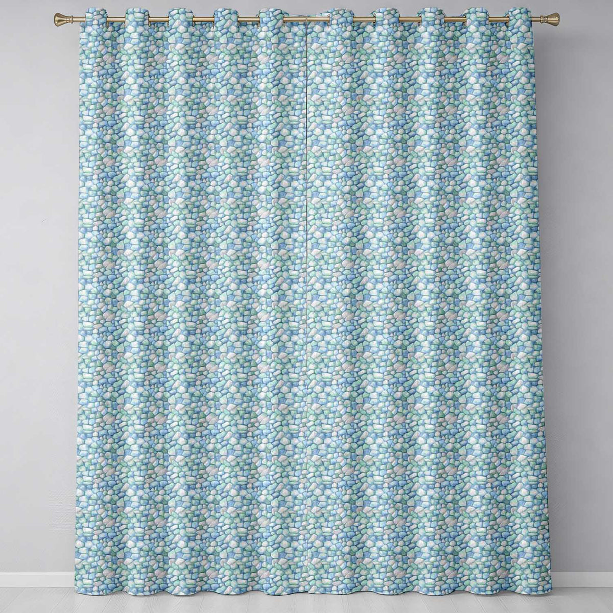 Light Blue Pebble Stone Seamless Pattern Soft Coastal Rock Texture  Readymade Eyelet Ring Top Thermal 100% Blackout Curtains