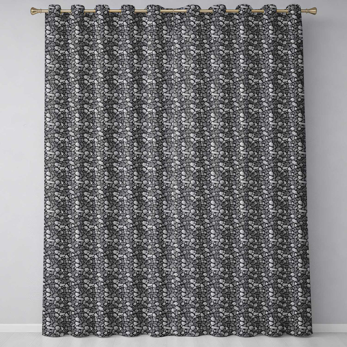 Black and Grey Pebble Stone Seamless Pattern Modern Rock Texture Design  Readymade Eyelet Ring Top Thermal 100% Blackout Curtains