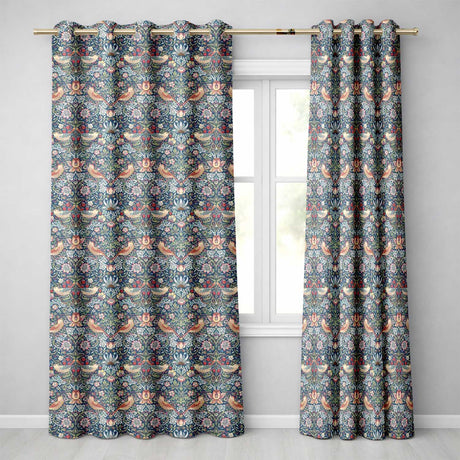 Vintage Floral Birds Strawberry Seamless Pattern Classic Garden Design  Readymade Eyelet Ring Top Thermal 100% Blackout Curtains