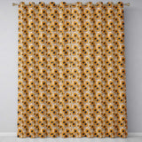 Sunflower Floral Seamless Pattern Bold Yellow Botanical Garden Design  Readymade Eyelet Ring Top Thermal 100% Blackout Curtains