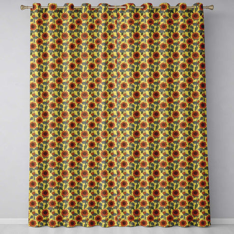 Retro Orange Sunflower Floral Seamless Pattern Vintage Botanical Garden Design  Readymade Eyelet Ring Top Thermal 100% Blackout Curtains