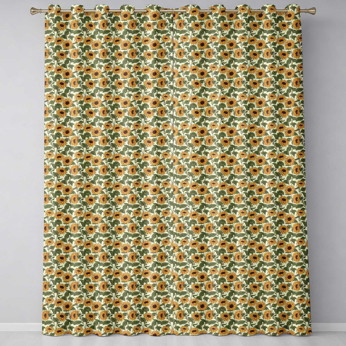 Classic Sunflower Floral Seamless Pattern Natural Botanical Garden Design  Readymade Eyelet Ring Top Thermal 100% Blackout Curtains