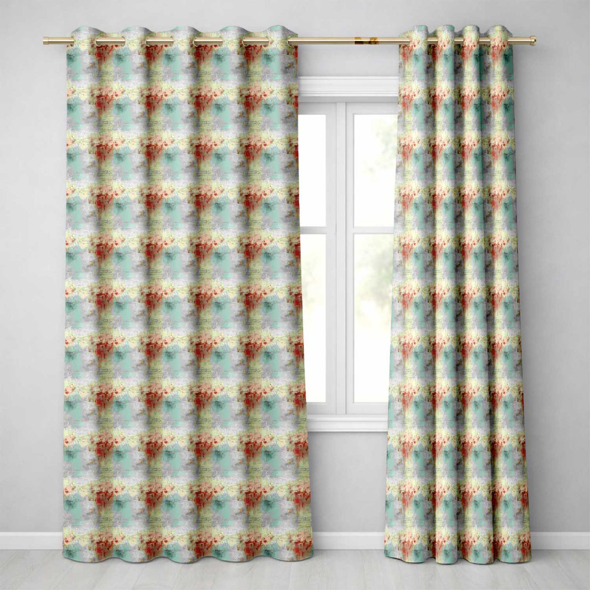 Abstract Grunge Texture with Red and Blue Tones Seamless  Readymade Eyelet Ring Top Thermal 100% Blackout Curtains