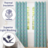 Modern Geometric Watercolor Shapes in Teal Purple Seamless  Readymade Eyelet Ring Top Thermal 100% Blackout Curtains