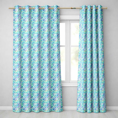 Modern Geometric Watercolor Shapes in Teal Purple Seamless  Readymade Eyelet Ring Top Thermal 100% Blackout Curtains