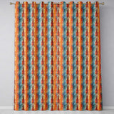 Abstract Textured Brushstroke Pattern in Orange Blue Seamless  Readymade Eyelet Ring Top Thermal 100% Blackout Curtains