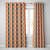 Abstract Textured Brushstroke Pattern in Orange Blue Seamless  Readymade Eyelet Ring Top Thermal 100% Blackout Curtains