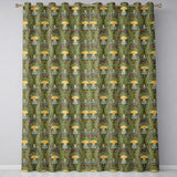 Vintage Art Nouveau Floral Thistle Pattern in Green Seamless  Readymade Eyelet Ring Top Thermal 100% Blackout Curtains